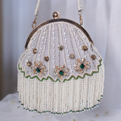 Silver Double Contrast Tassel Bag