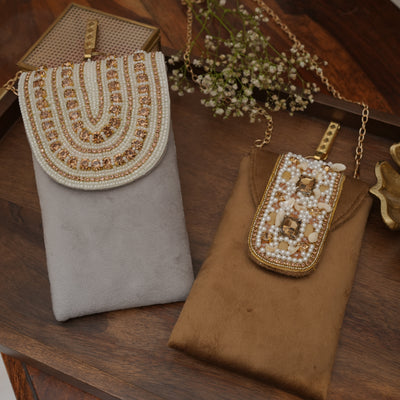Embroidered Velvet Mobile Bag