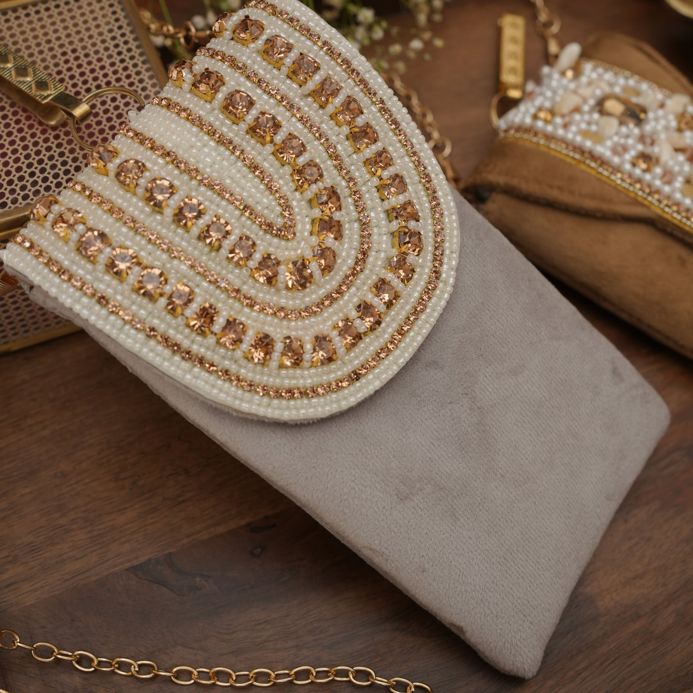 Embroidered Velvet Mobile Bag