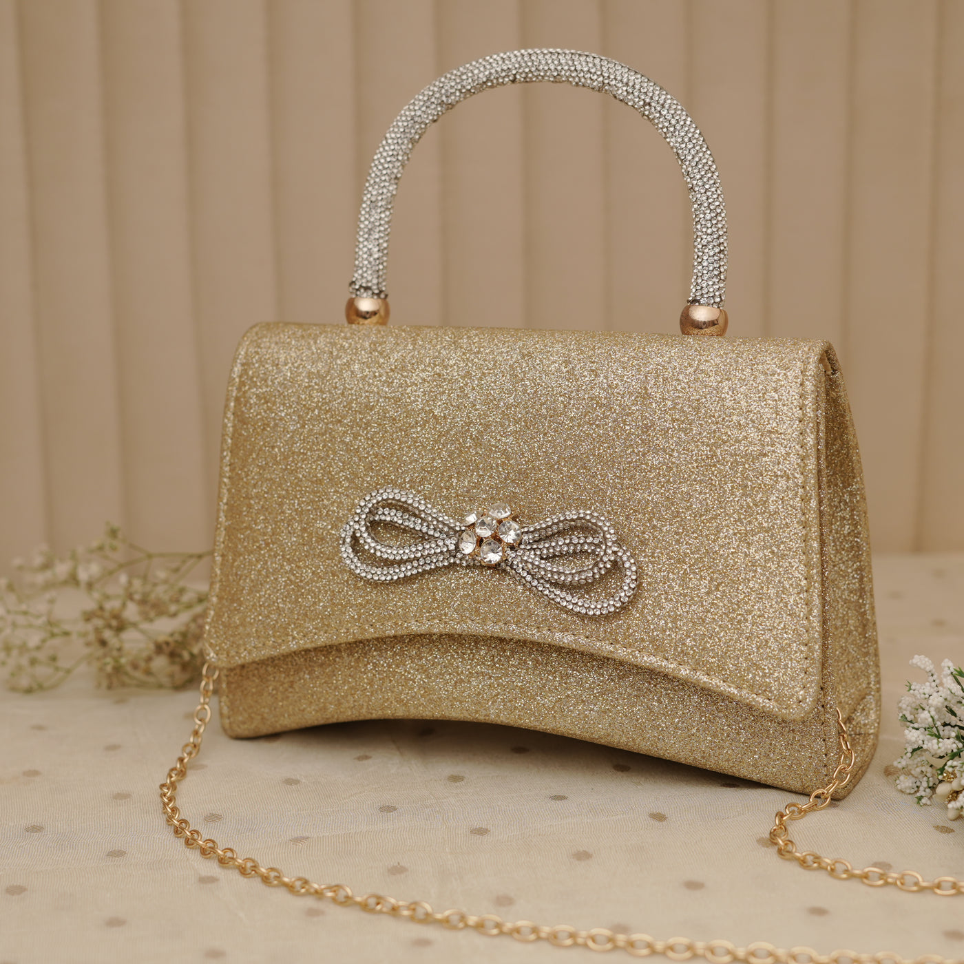 Glitter Bow Flap Bag