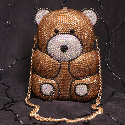 Gold Teddy Bear Crystal Bag