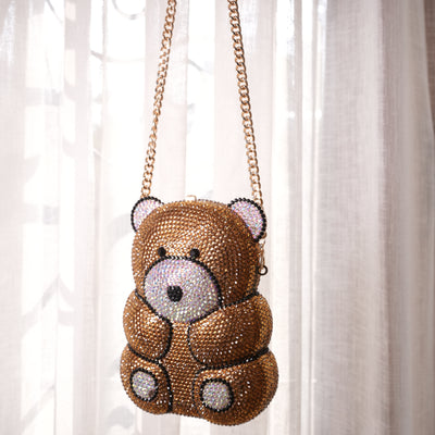 Gold Teddy Bear Crystal Bag