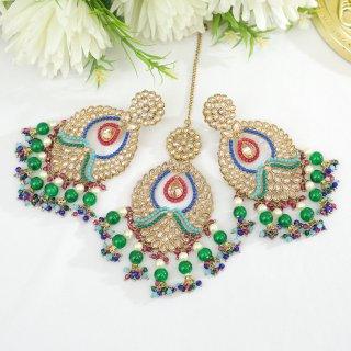 Morni Earrings with Tikka - Indian Secrets