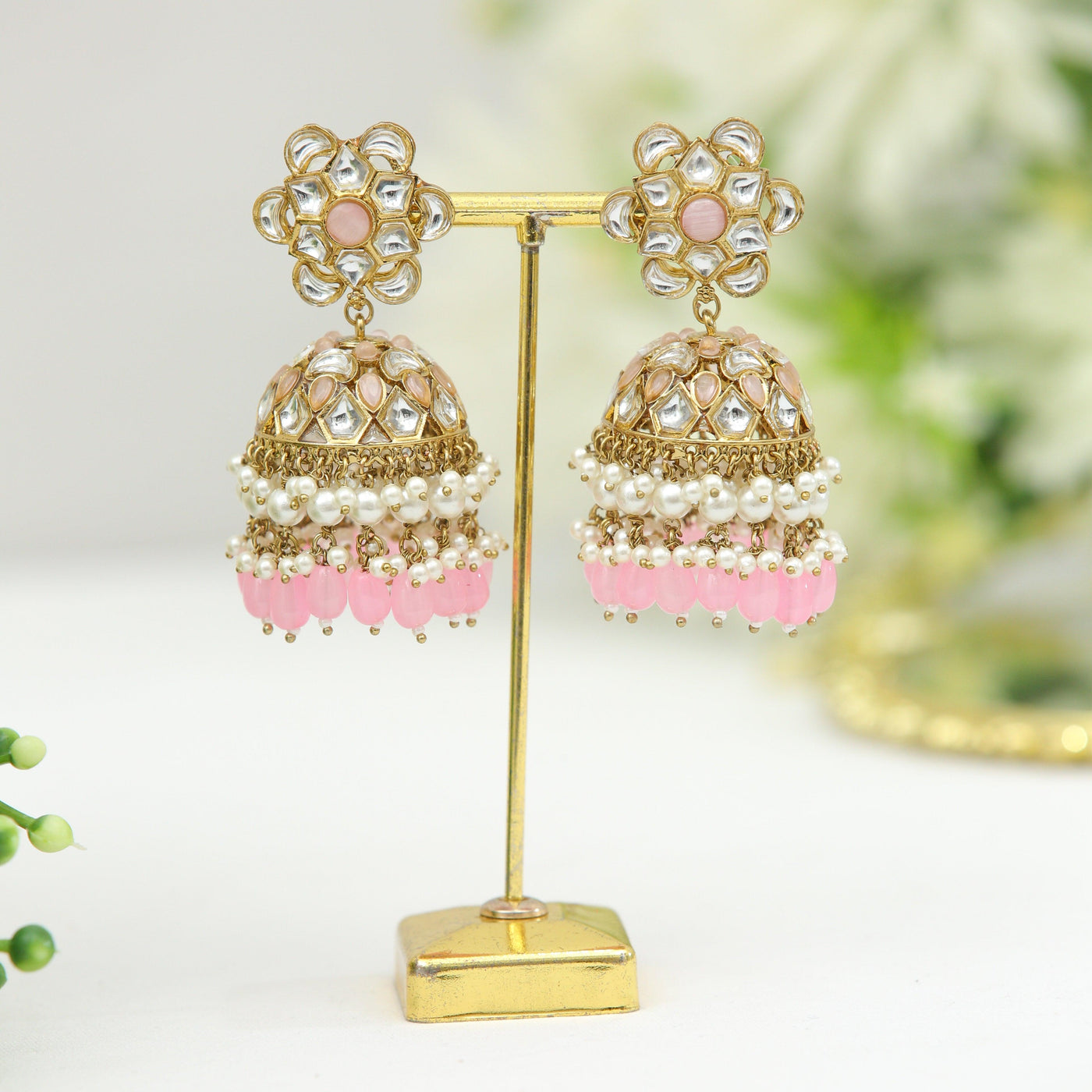 Haya - pink jhumka's - Indian Secrets