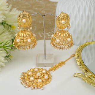 Daisy Gold Plated Jhumka Set - Indian Secrets