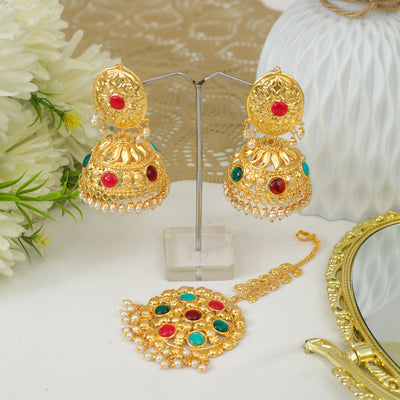 Daisy Gold Plated Jhumka Set - Indian Secrets