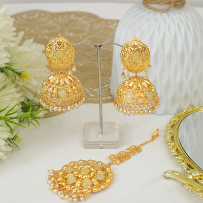 Daisy Gold Plated Jhumka Set - Indian Secrets