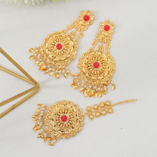 Malika Earrings Set with Tikka - Indian Secrets