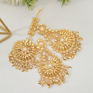 Mushk Gold Jhumka Tikka Set - Indian Secrets