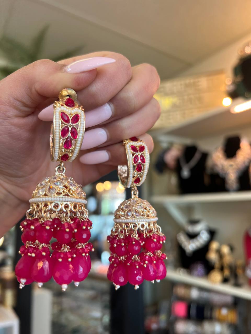 Rosa Jhumka Earrings - Indian Secrets