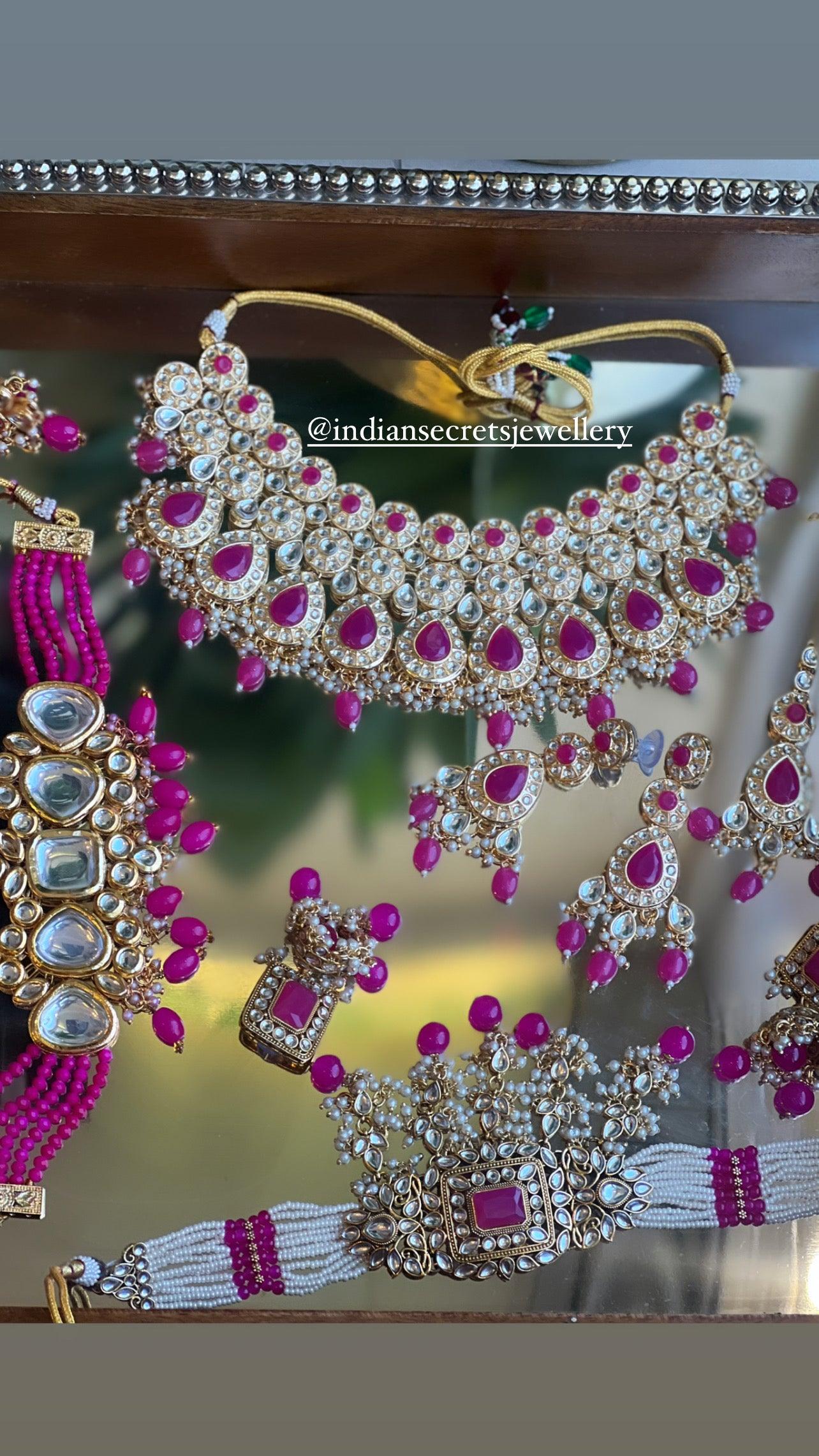 Kesha Rani Pink Stone-Studded Choker Set - Indian Secrets