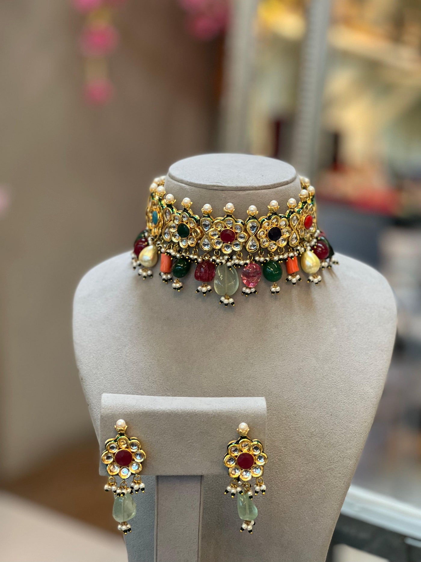 Nandini Navrattan Choker Set - Indian Secrets